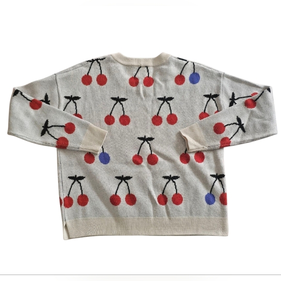 Madewell Cream Sweater with Red and Blue Cherry Design - Picture 2 of 6